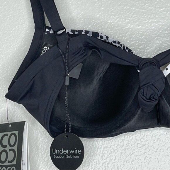 Coco Reef Black Diva Power Underwire Bikini Top Size 32/34C New With Tags - Picture 9 of 16